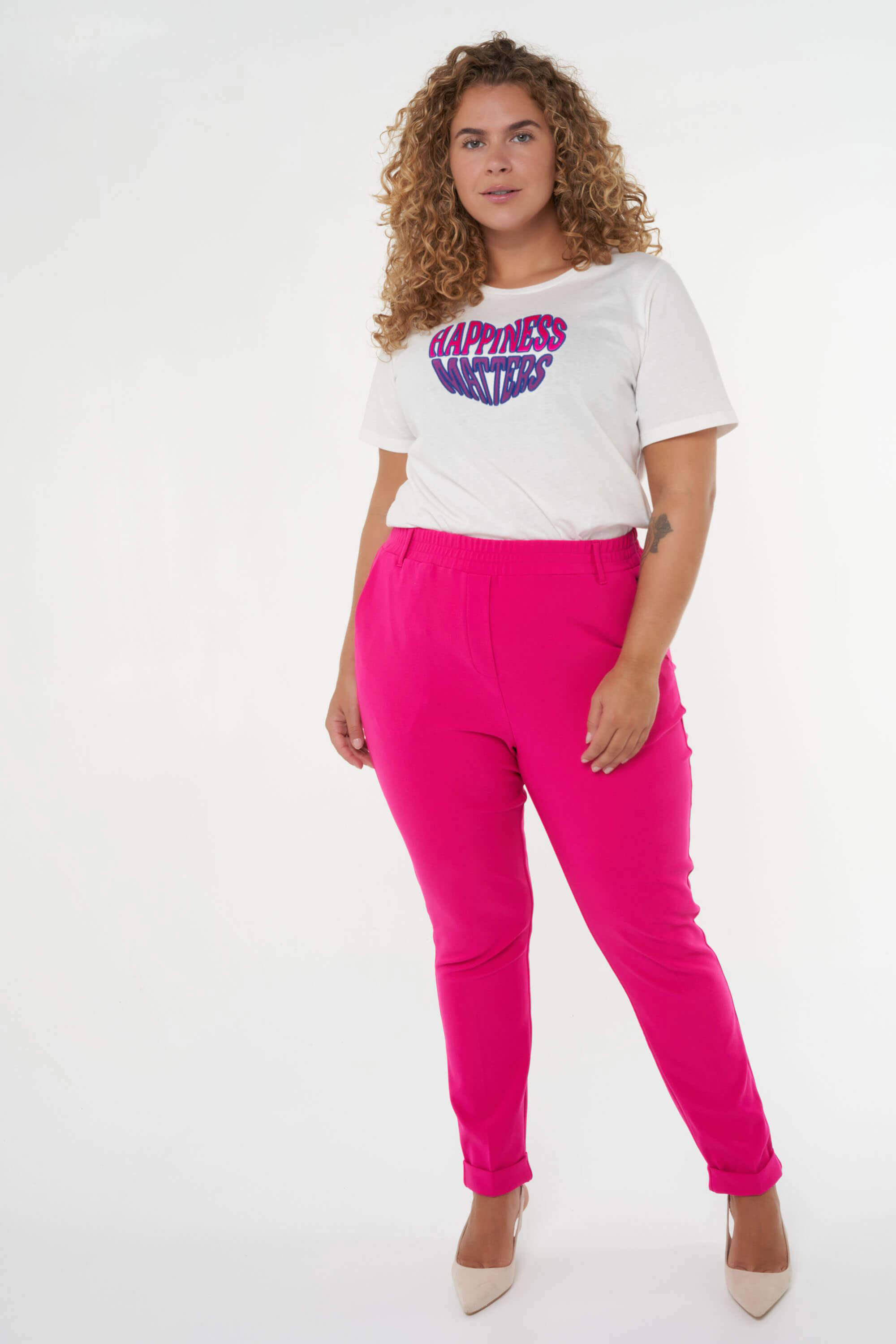 MS Mode slim fit pantalon fuchsia wehkamp