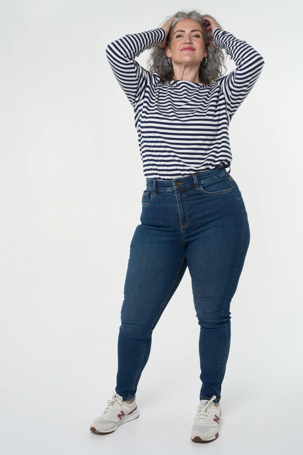 MS Mode coated skinny jeans medium blue denim