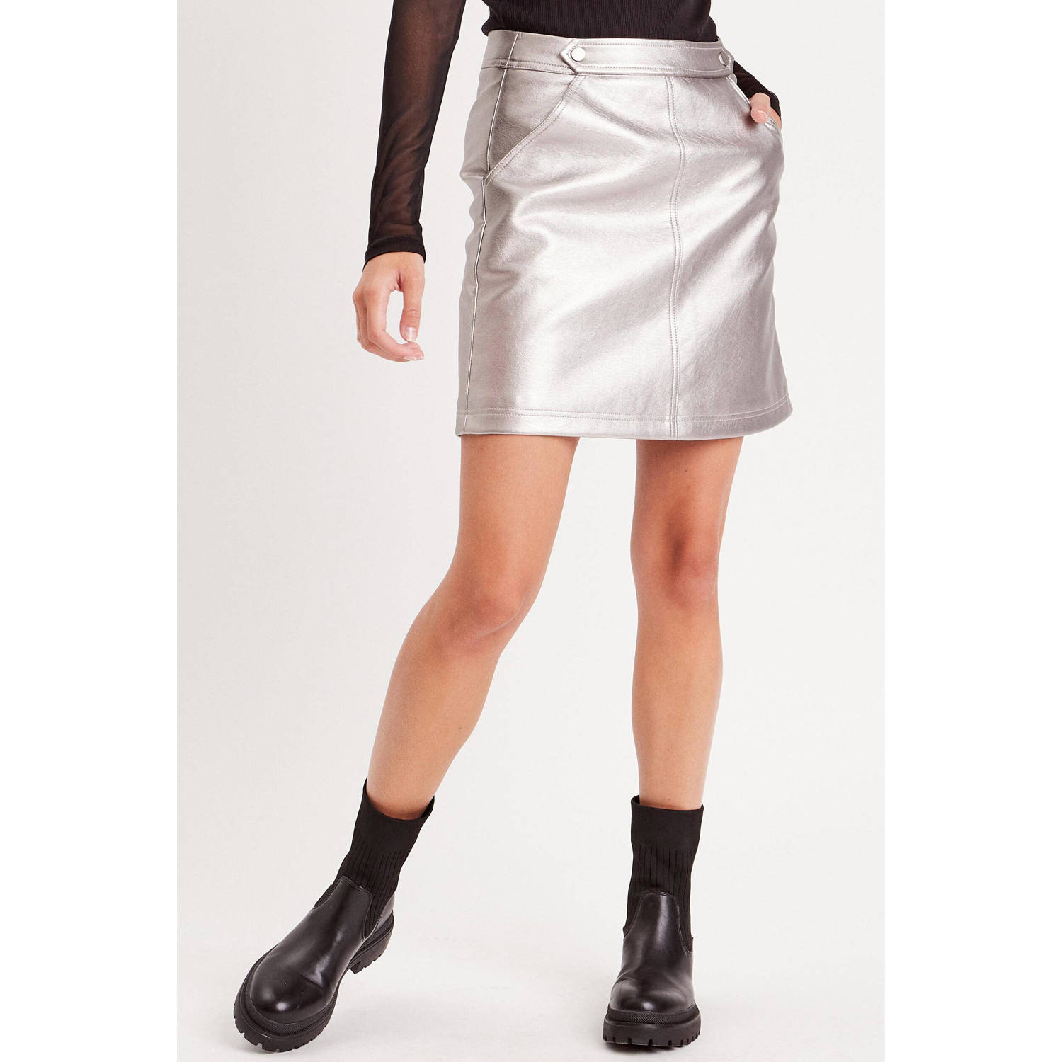 Cache metallic rok zilver