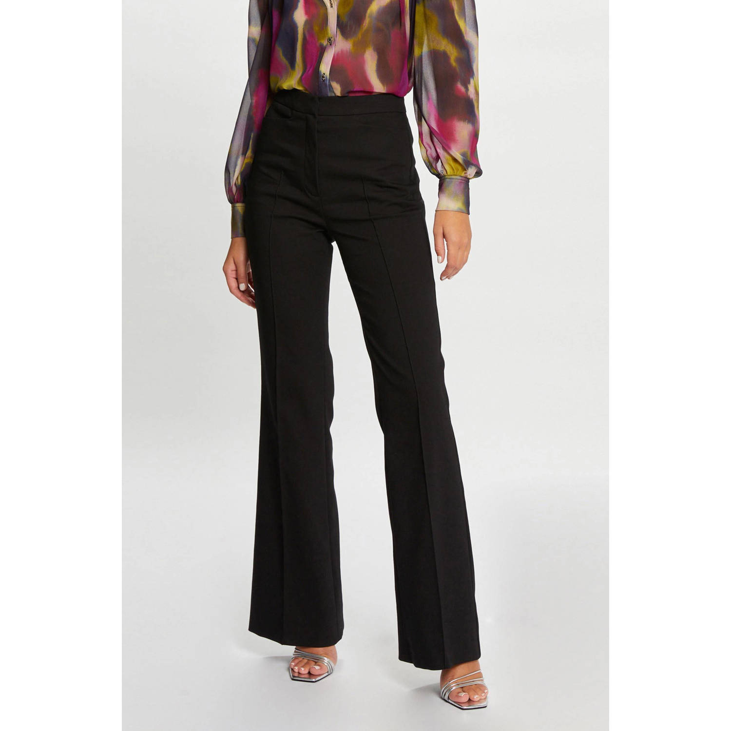 Morgan high waist flared broek zwart