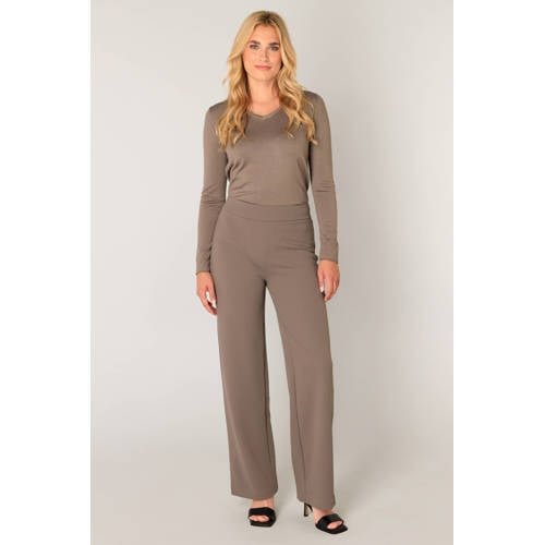 Base Level wide leg broek Yarah taupe afbeelding