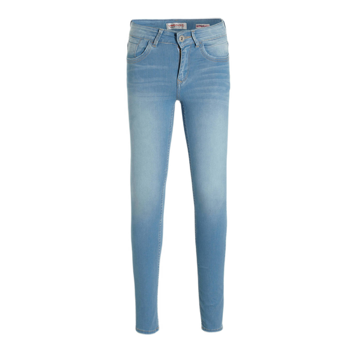 VINGINO skinny jeans Bianca medium blue denim Blauw Meisjes Stretchdenim 110