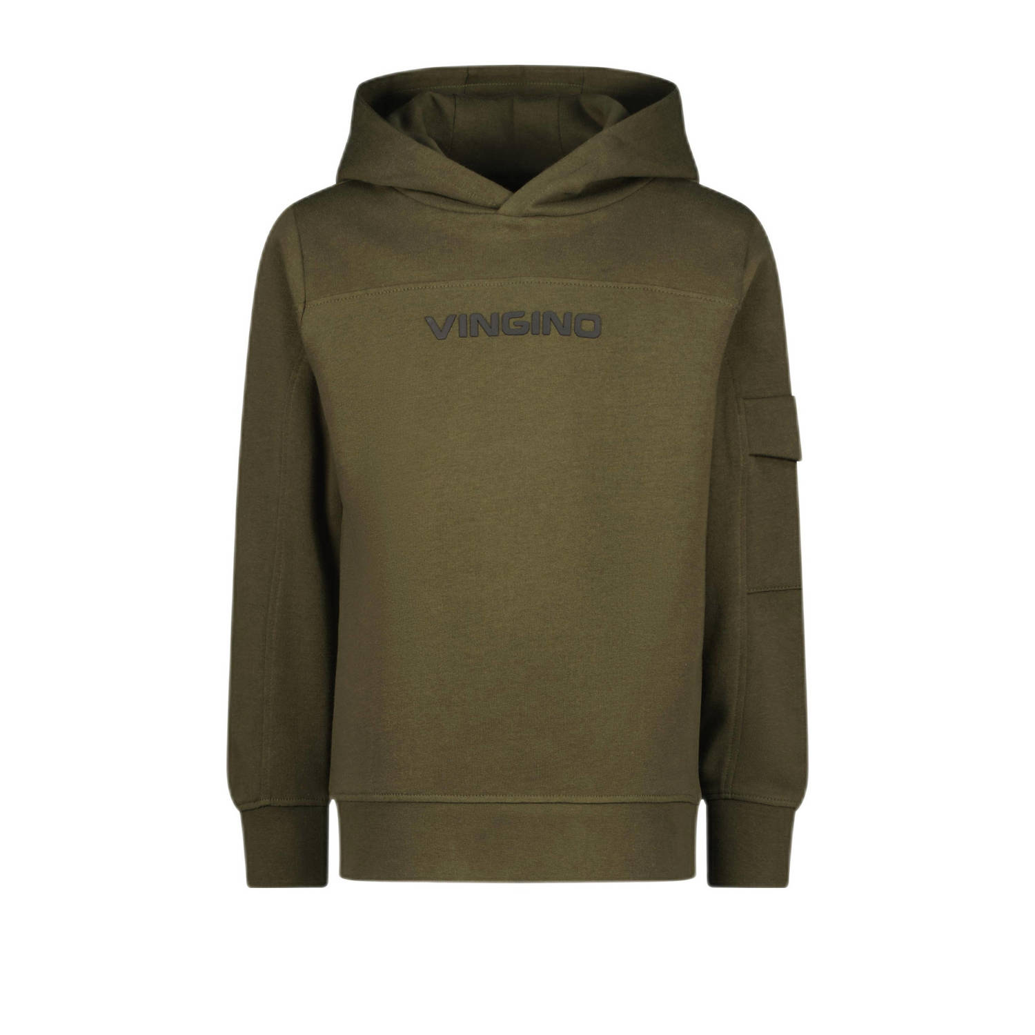 VINGINO hoodie Necket met tekst groen Sweater Tekst 104