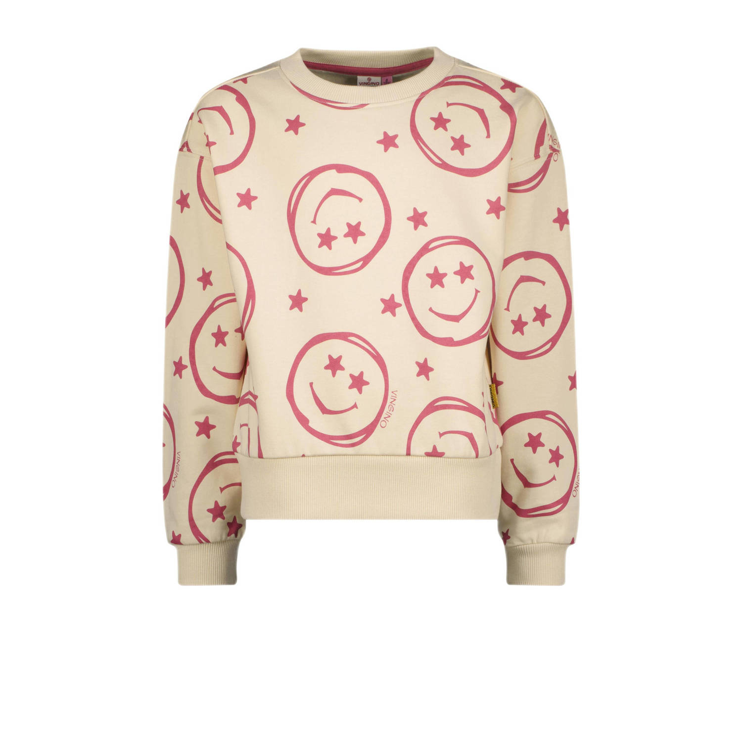 VINGINO sweater Neshanta met all over print beige roze All over print 104
