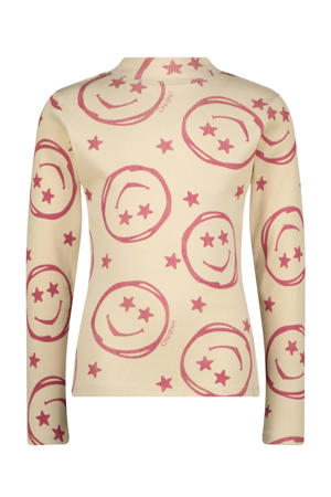 longsleeve Jaime met all over print beige/roze