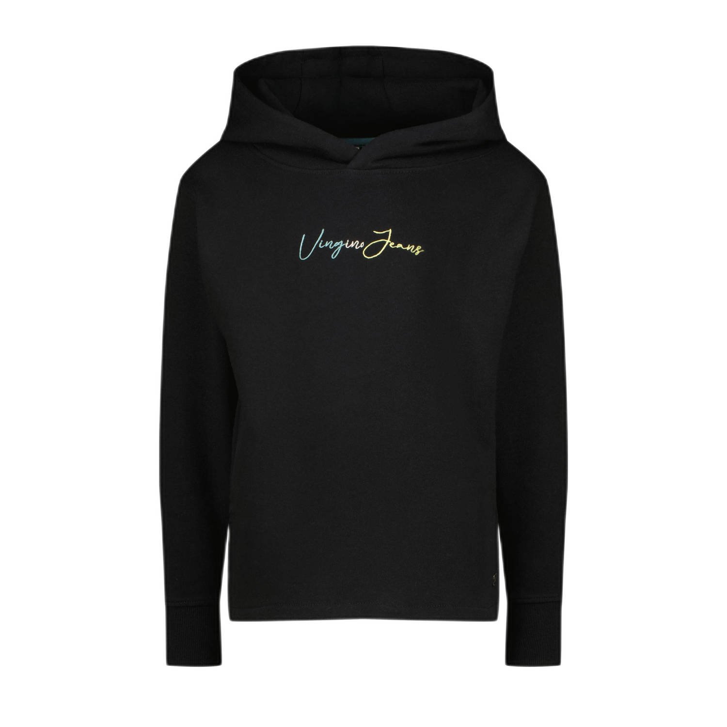 VINGINO hoodie Nanjara met tekst zwart Sweater Tekst 104