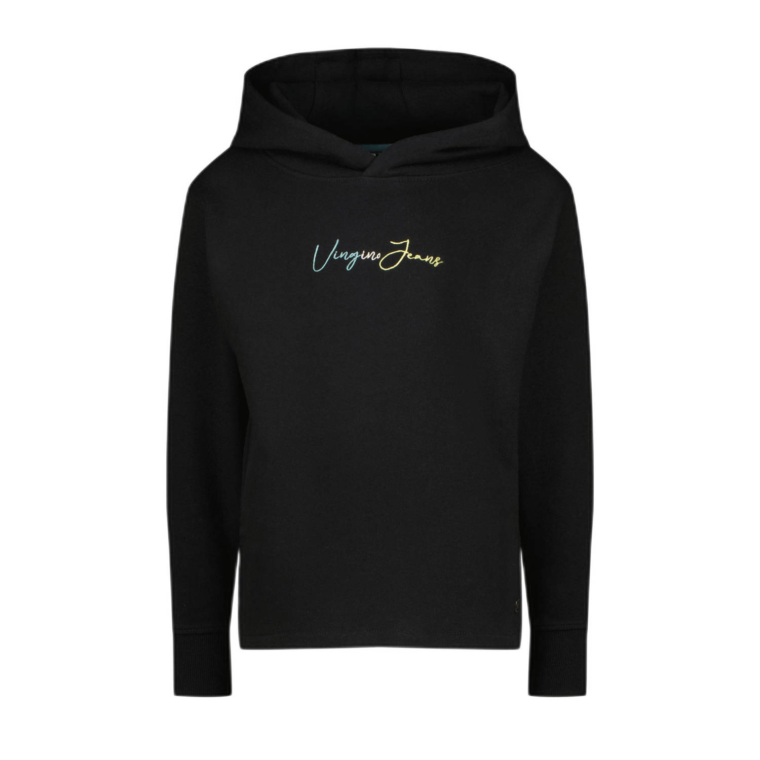 VINGINO hoodie Nanjara met tekst zwart Sweater Tekst 104