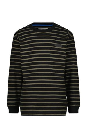gestreepte longsleeve Jaq zwart/bruin