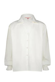 thumbnail: Witte meisjes Vingino blouse Lolely van katoen met effen, lange mouwen, button down sluiting, knoopsluiting en ruches