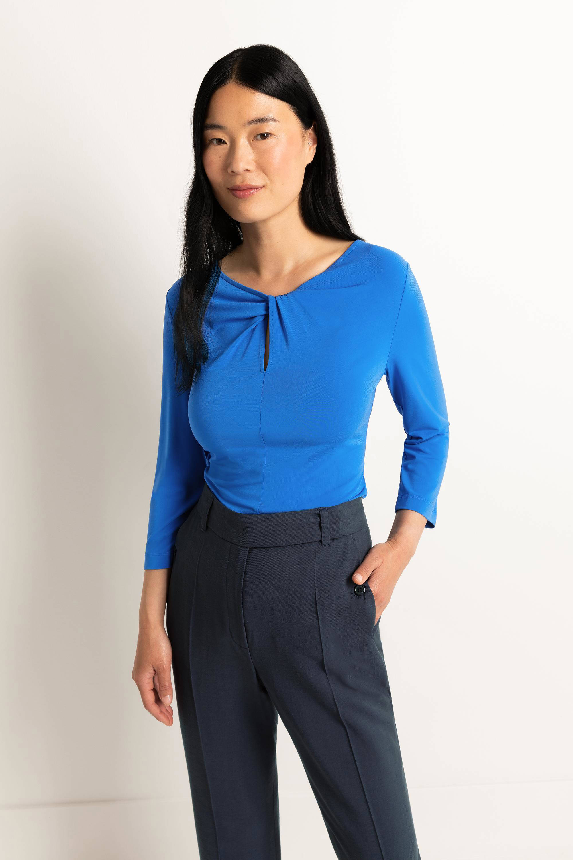 Claudia Str ter top met open detail blauw wehkamp