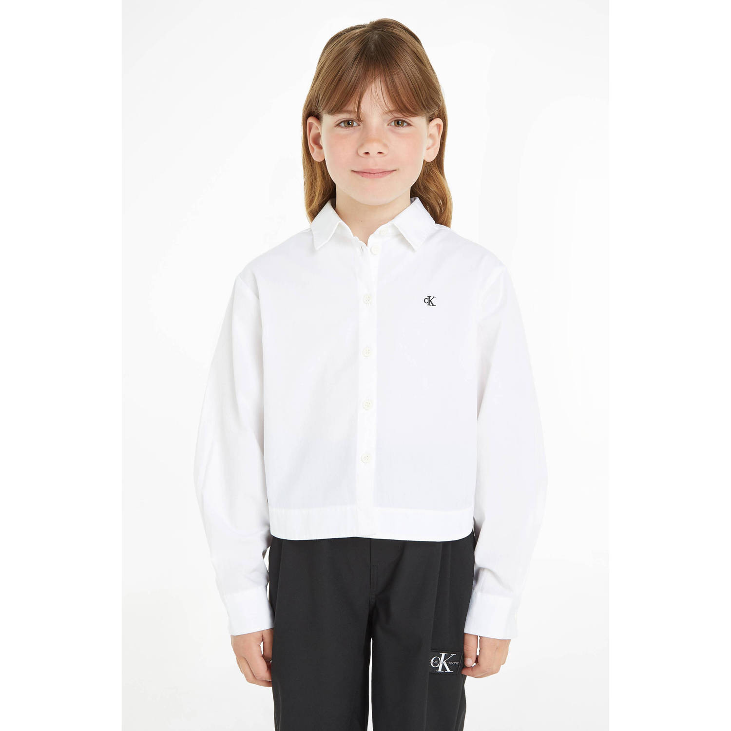 Calvin Klein blouse wit Meisjes Katoen Klassieke kraag Effen 140