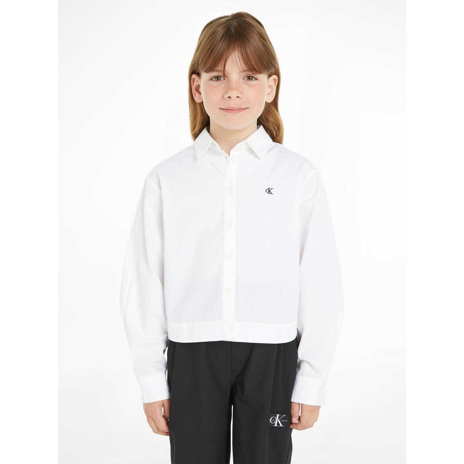 Calvin Klein blouse wit Meisjes Katoen Klassieke kraag Effen 140