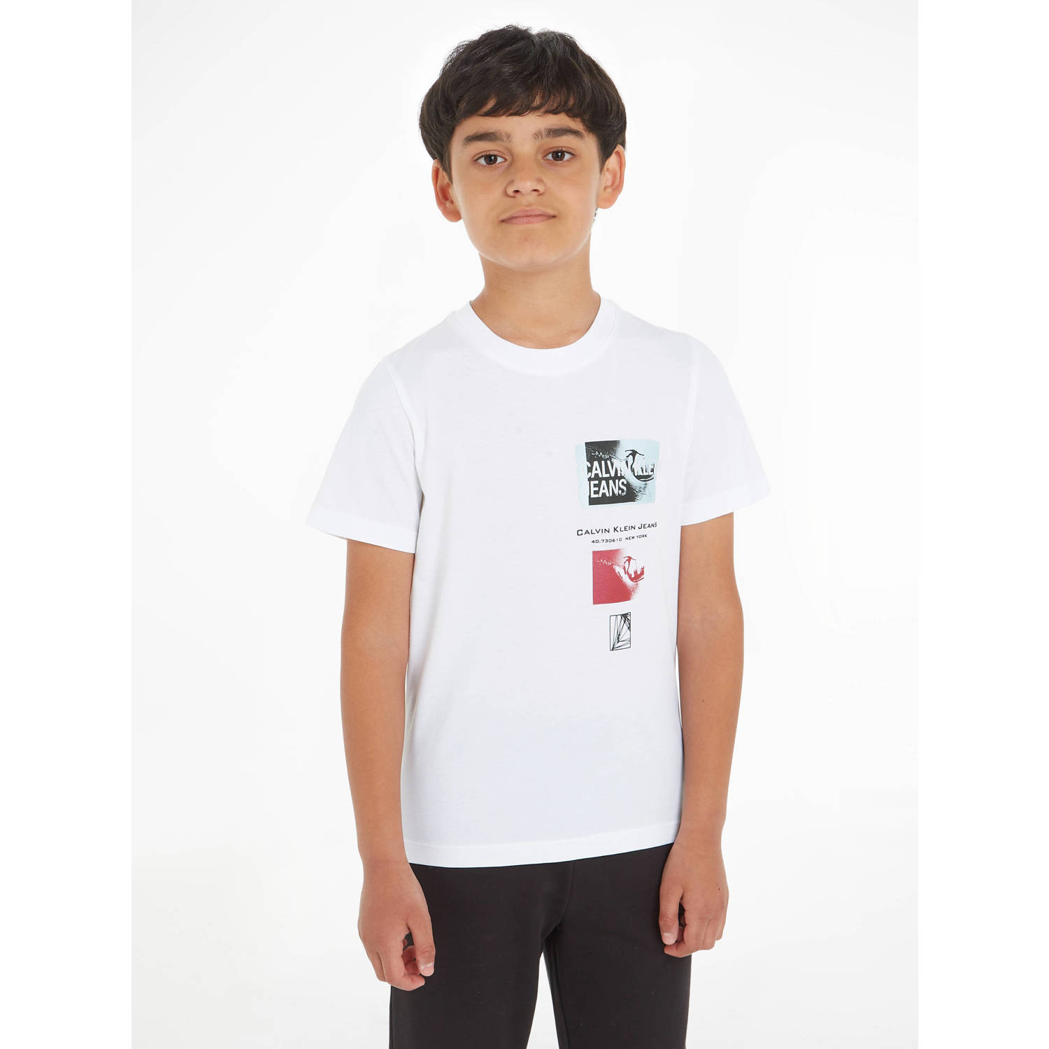 Calvin Klein T-shirt met printopdruk wit Jongens Katoen Ronde hals Printopdruk 116