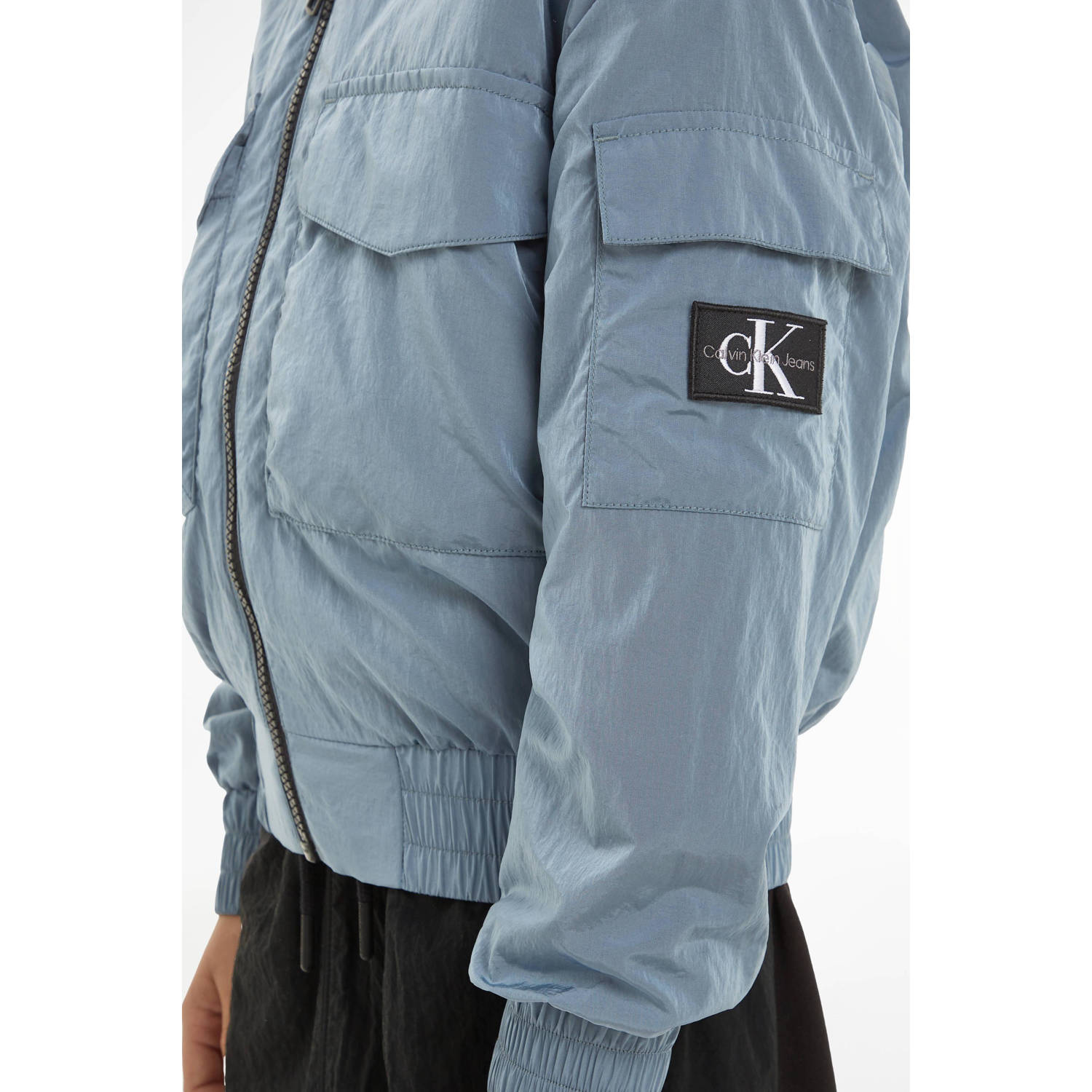 Calvin Klein bomberjack zomer met logo vergrijsd blauw