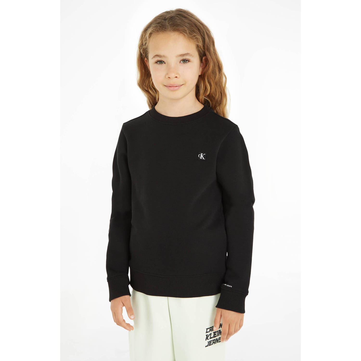 Calvin Klein sweater met logo zwart Katoen Ronde hals Logo 176