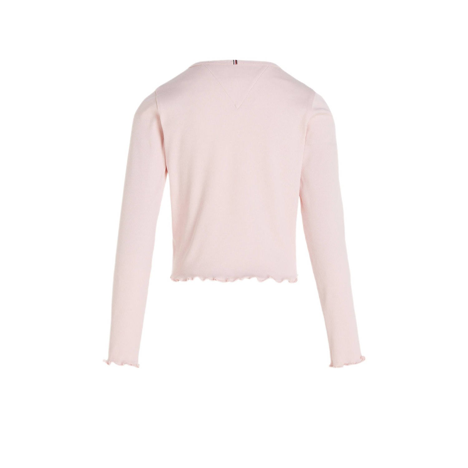 Tommy Hilfiger ribgebreide longsleeve met logo lichtroze
