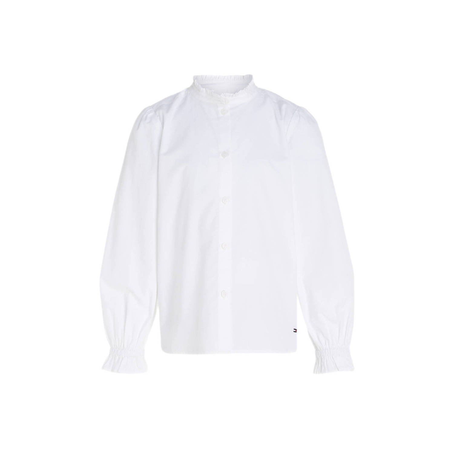 Tommy Hilfiger blouse RUFFLE wit Meisjes Katoen Button down Effen 140