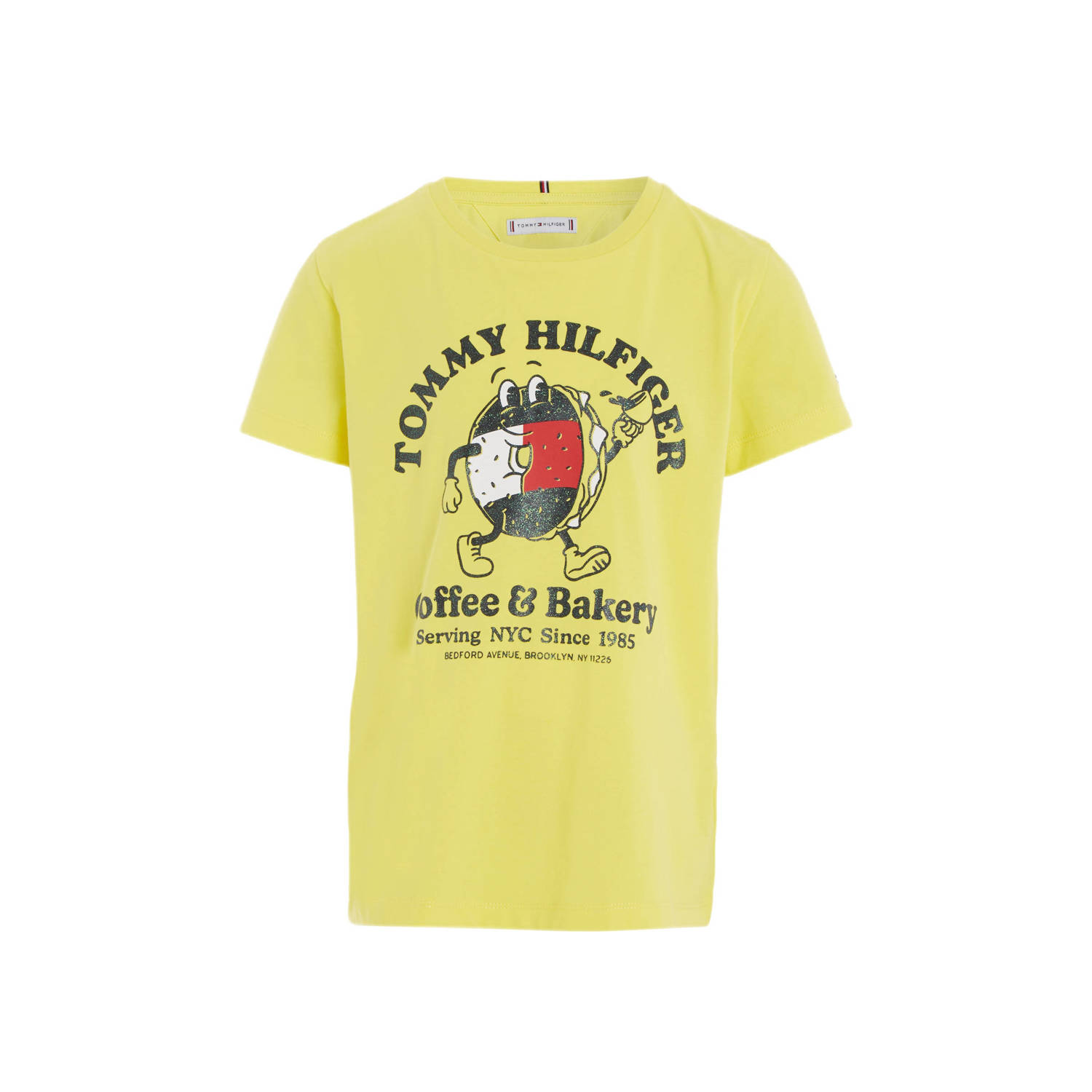 Tommy Hilfiger T-shirt TOMMY BAGELS met printopdruk citroengeel Meisjes Katoen Ronde hals 104