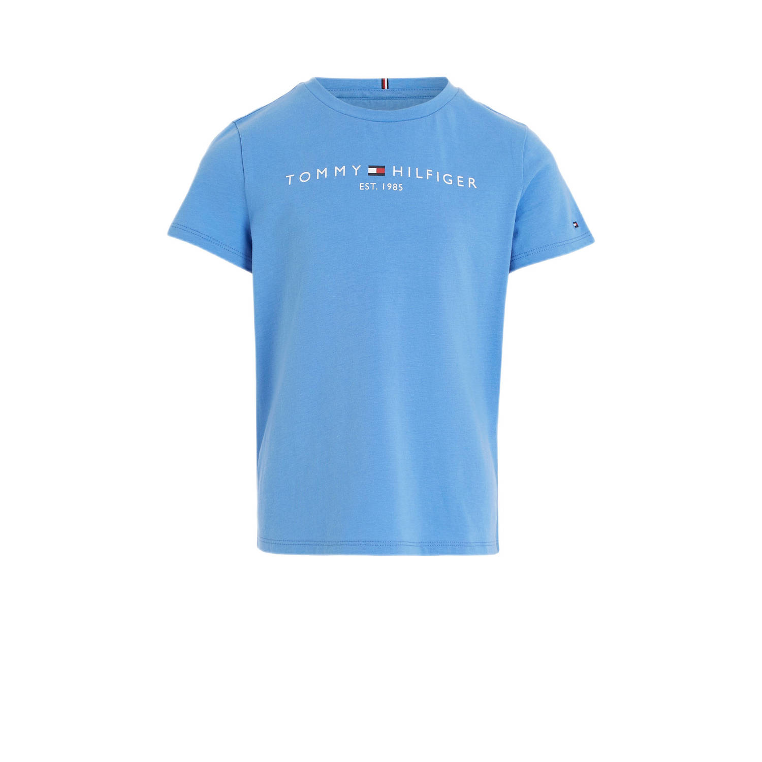 Tommy Hilfiger T-shirt met logo lichtblauw Meisjes Katoen Ronde hals Logo 110