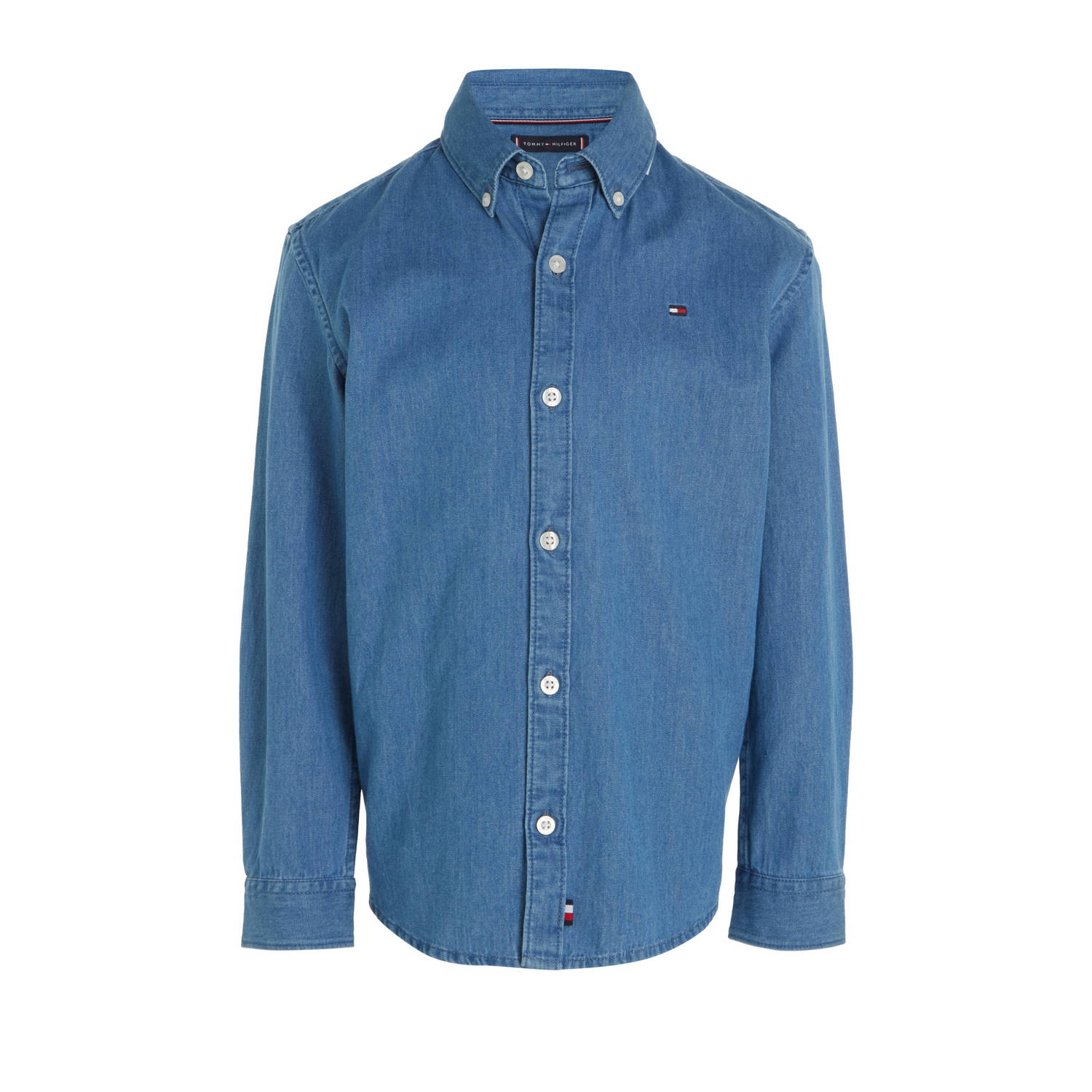 Tommy Hilfiger overhemd CHAMBRAY denimblauw Jongens Katoen Klassieke kraag 140