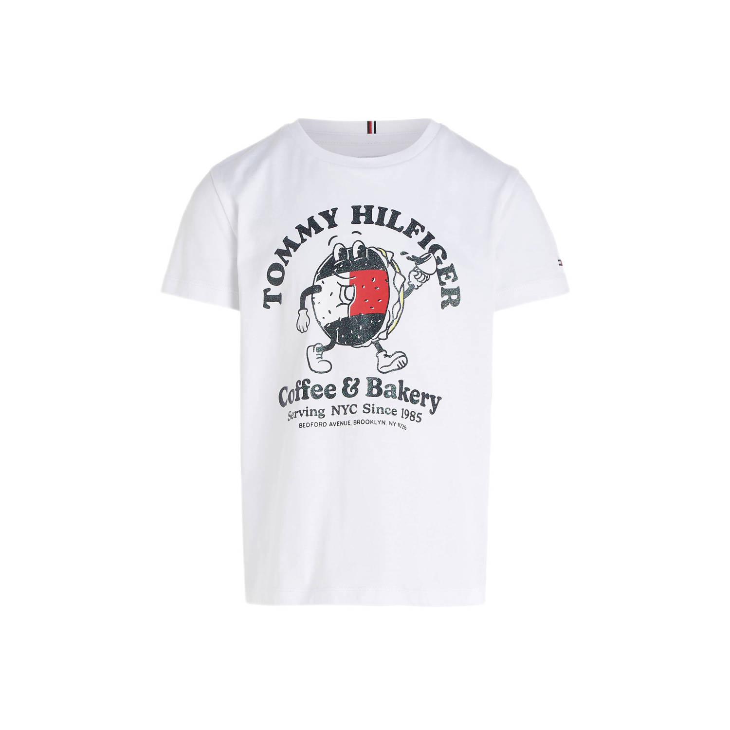 Tommy Hilfiger T-shirt TOMMY BAGELS met printopdruk wit Meisjes Katoen Ronde hals 104