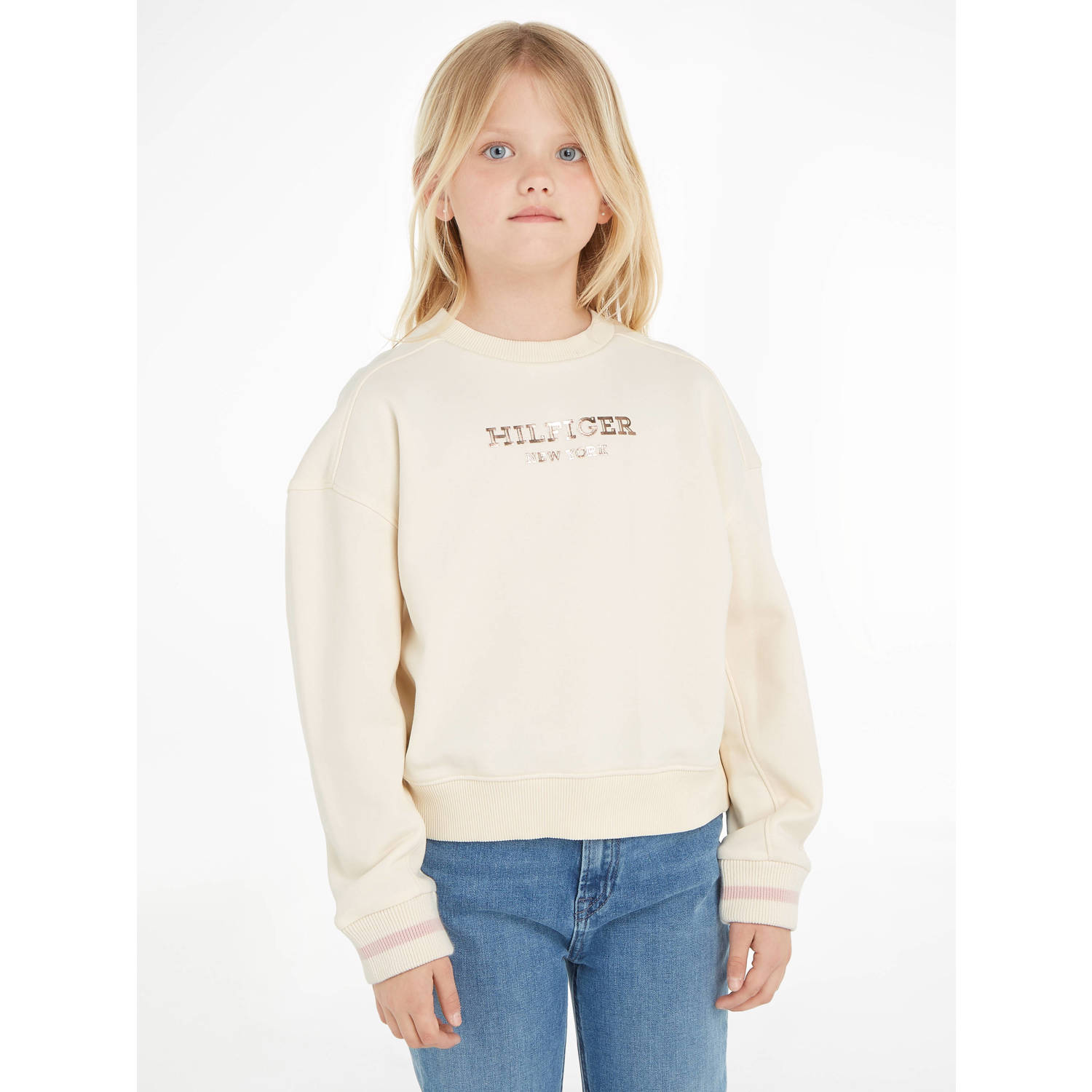 Tommy Hilfiger sweater MONOTYPE met tekst ecru