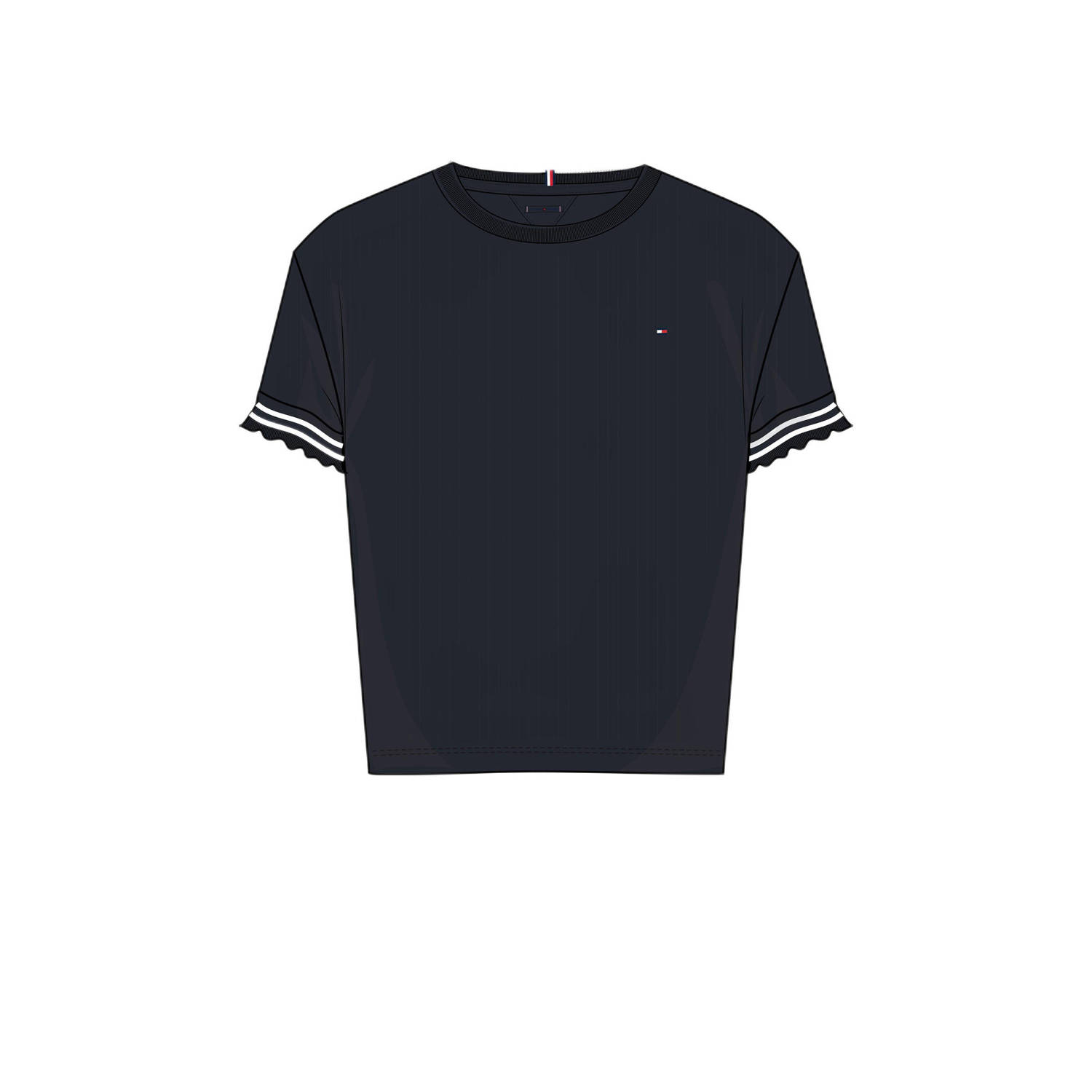 Tommy Hilfiger T-shirt donkerblauw Meisjes Katoen Ronde hals Effen 104