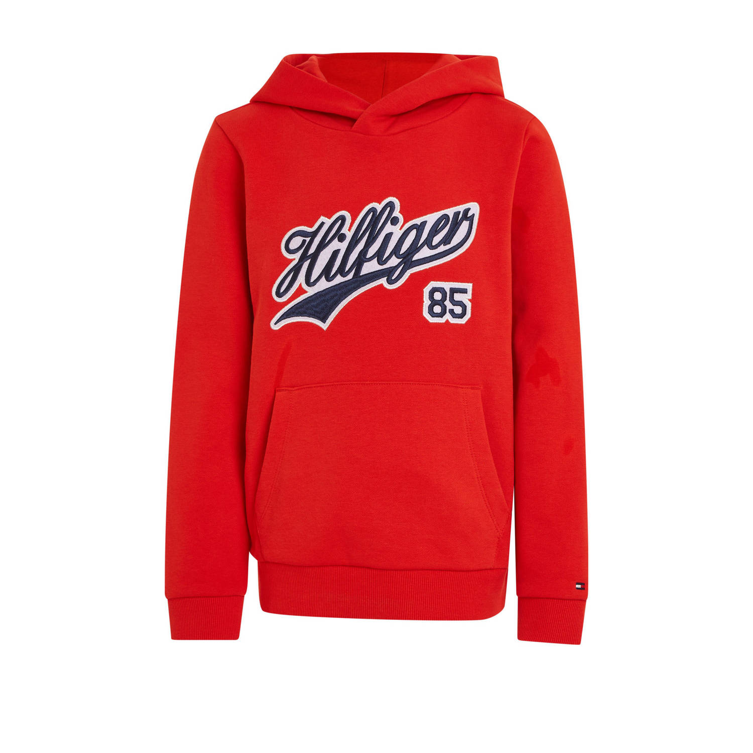 Tommy Hilfiger hoodie met tekst felrood Sweater Jongens Katoen Capuchon 104