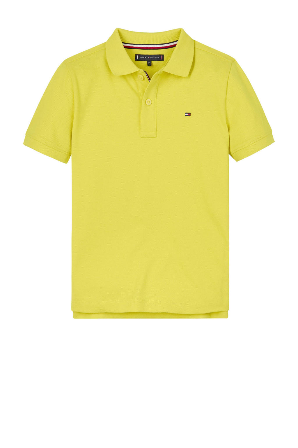 Gele jongens Tommy Hilfiger polo van katoen met effen, korte mouwen en knoopsluiting