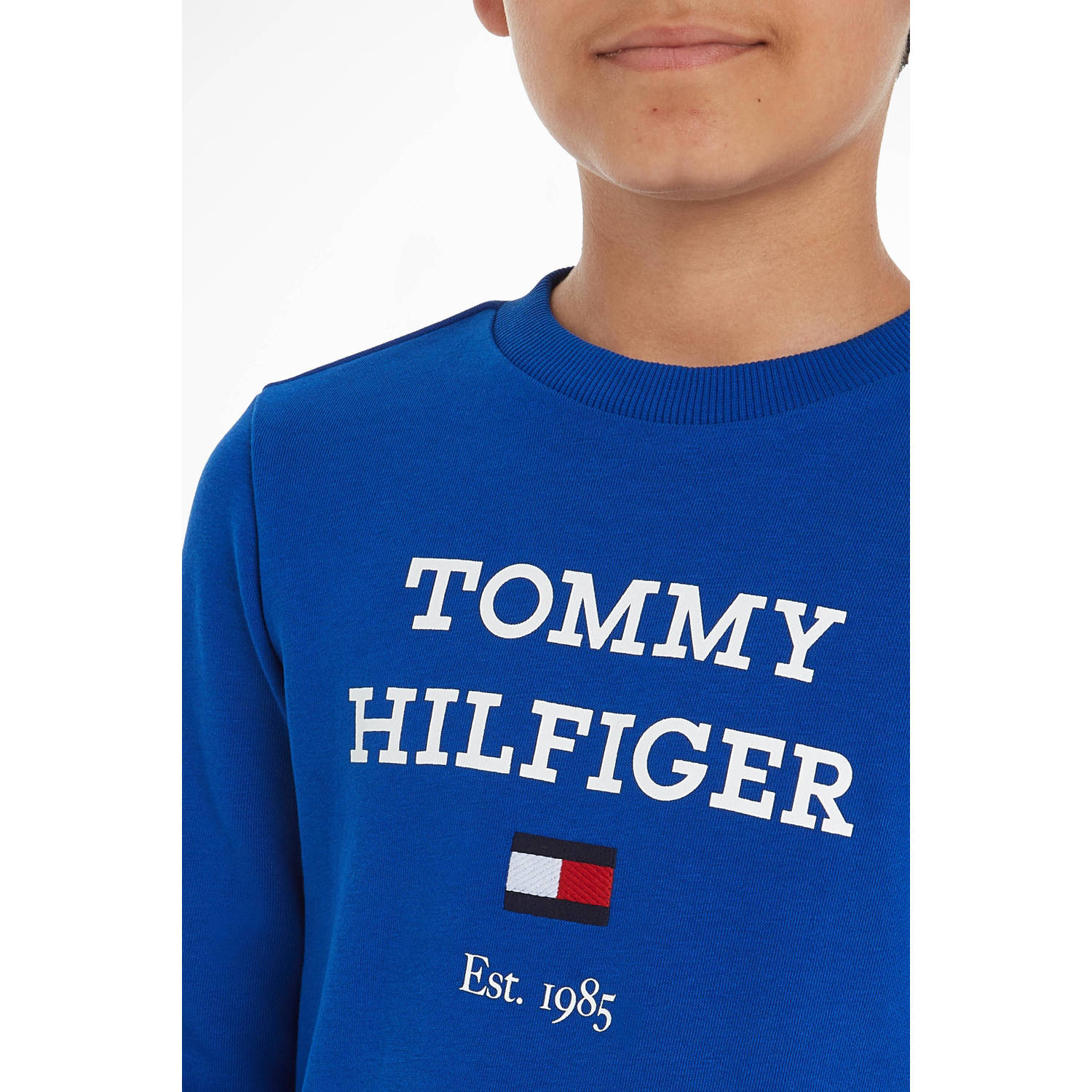 Tommy Hilfiger sweater met tekst felblauw