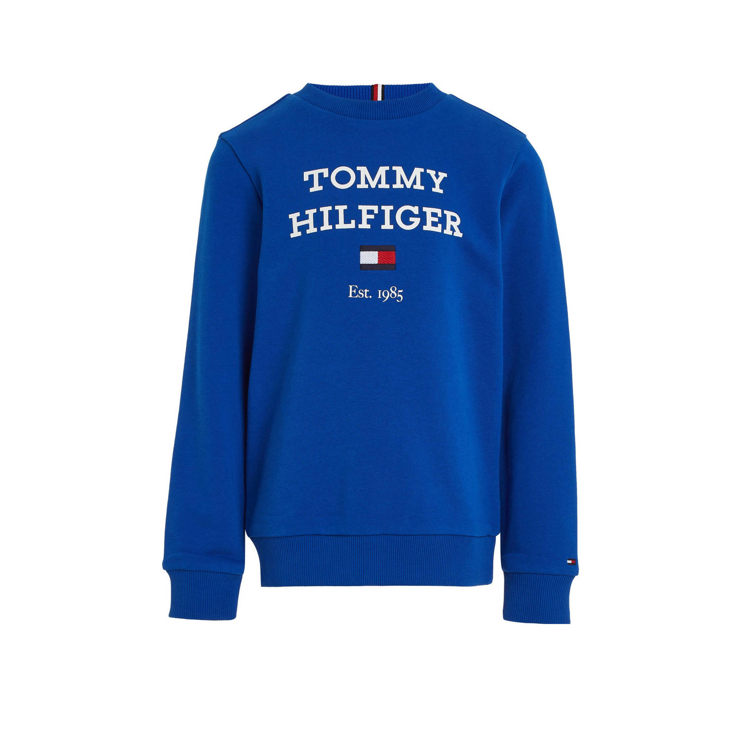 Tommy Hilfiger sweater met tekst felblauw Tekst 116