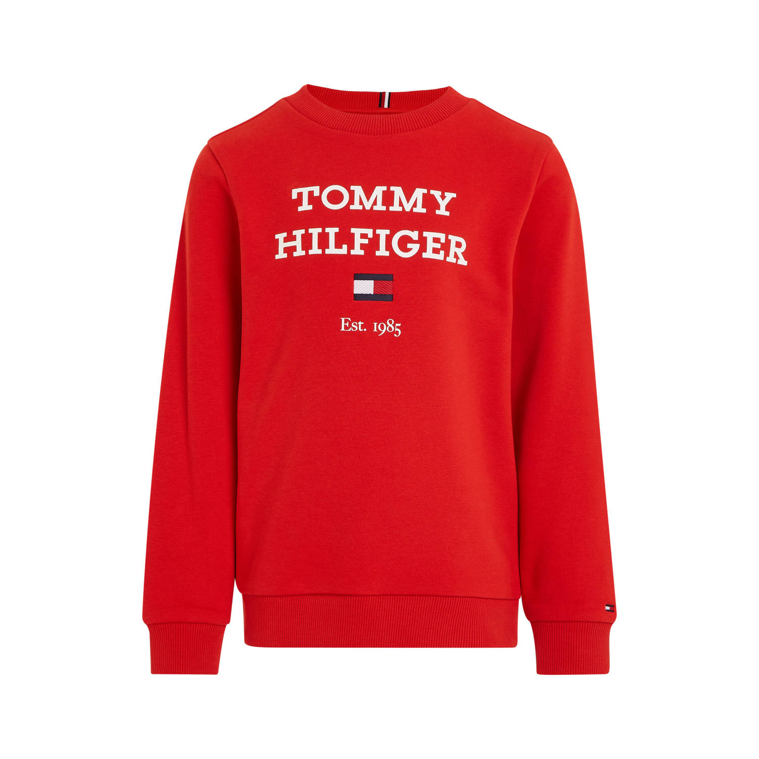 Tommy Hilfiger sweater met tekst felrood Tekst 104