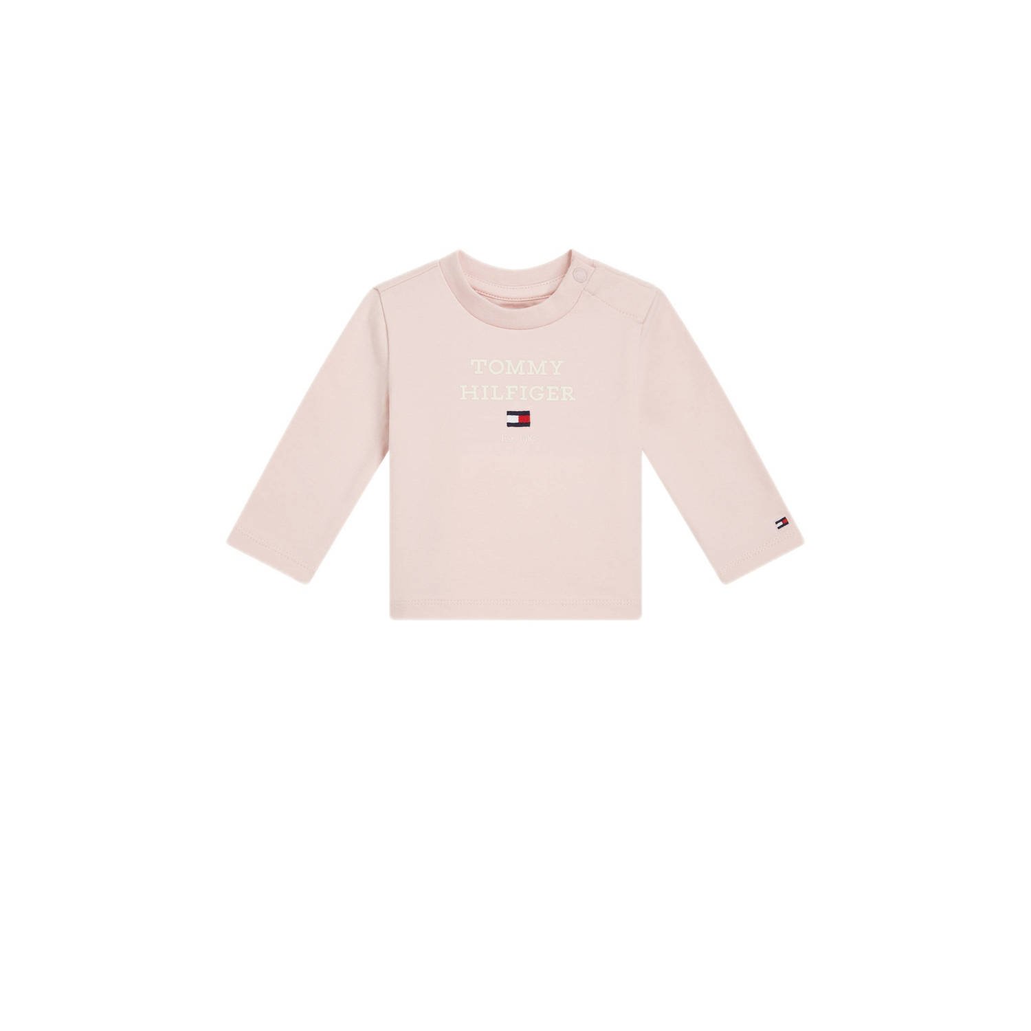Tommy Hilfiger T-shirt met logo lichtroze Longsleeve Meisjes Stretchkatoen Ronde hals 62