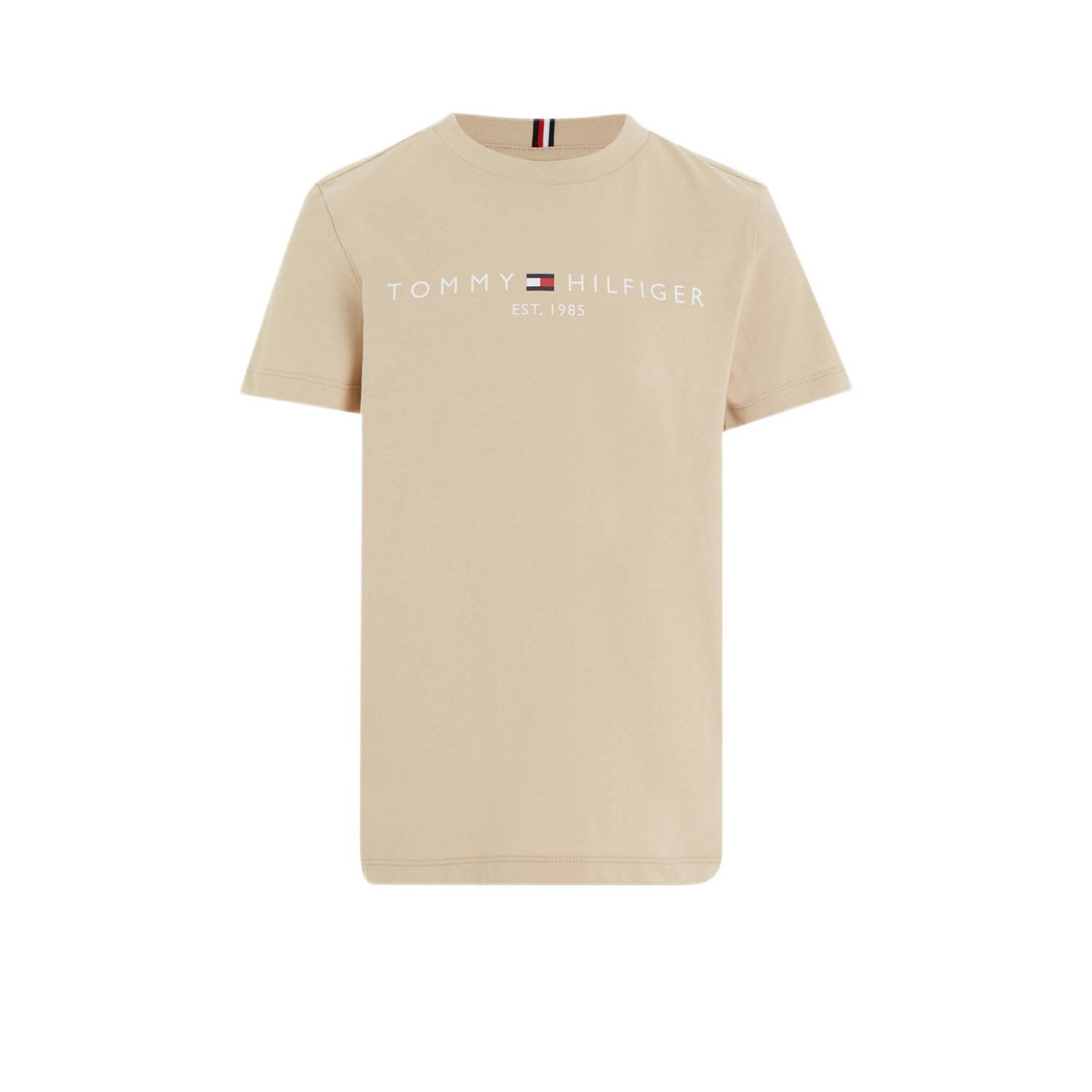 Tommy Hilfiger T-shirt met logo beige Katoen Ronde hals 104