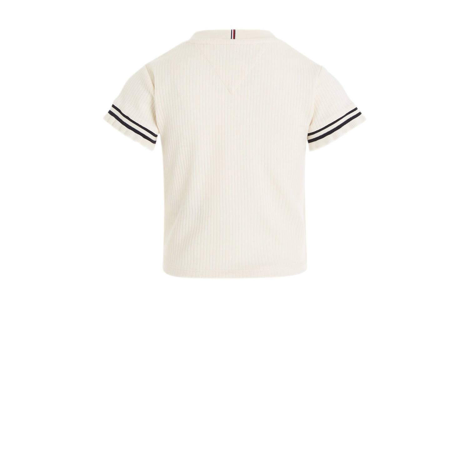 Tommy Hilfiger ribgebreid T-shirt met logo ecru