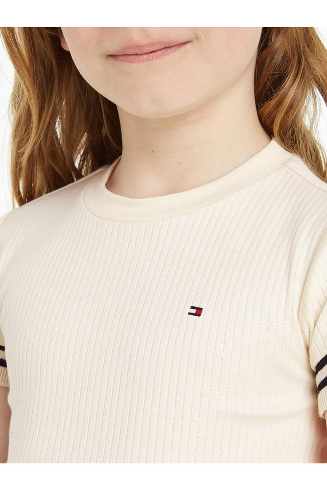 Tommy | logo ribgebreid Hilfiger met T-shirt wehkamp ecru