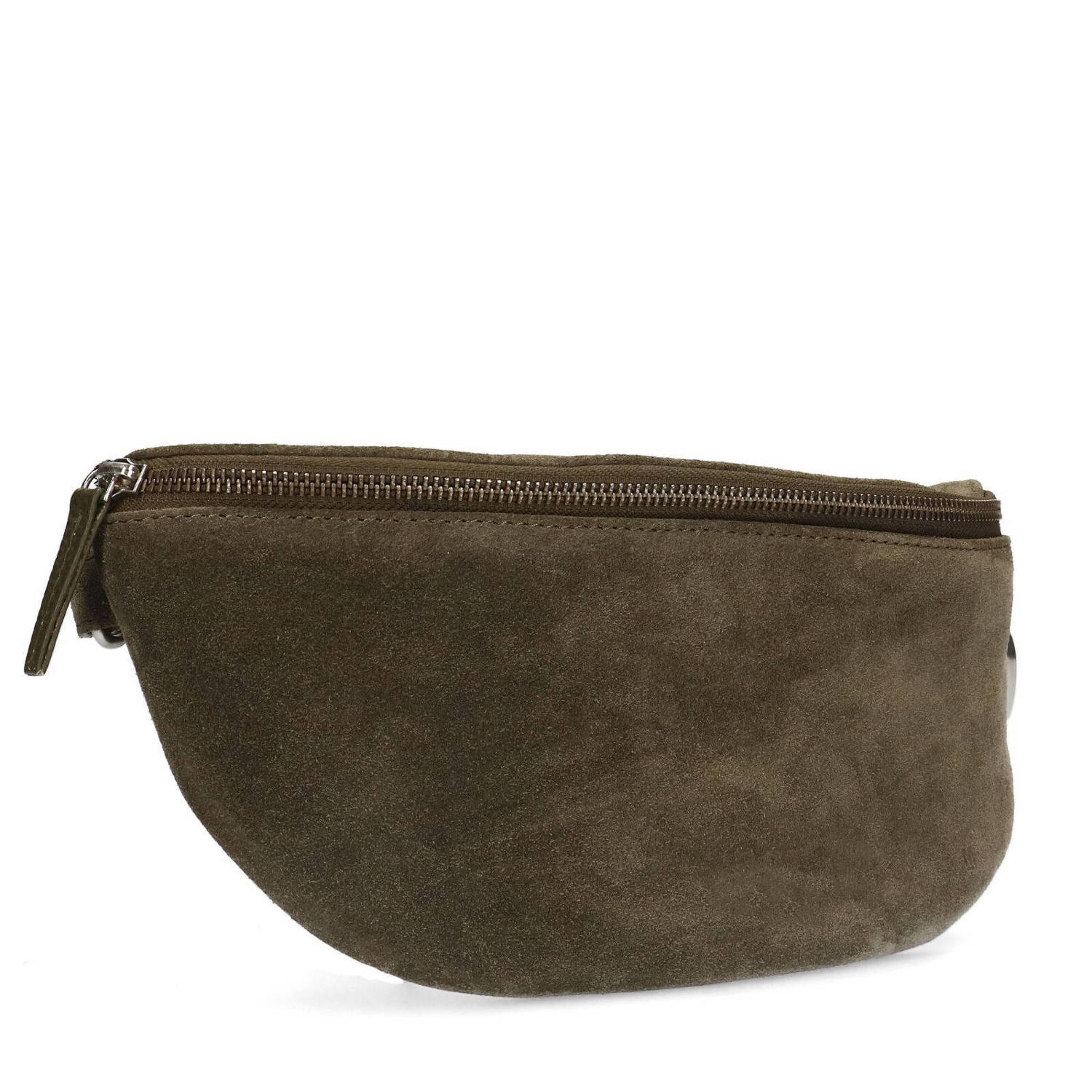 Manfield suède crossbody tas donkergroen