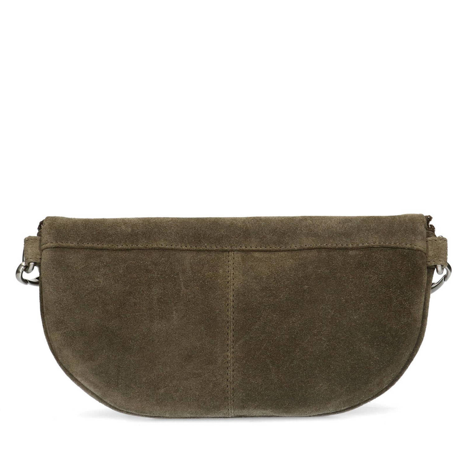 Manfield suède crossbody tas donkergroen
