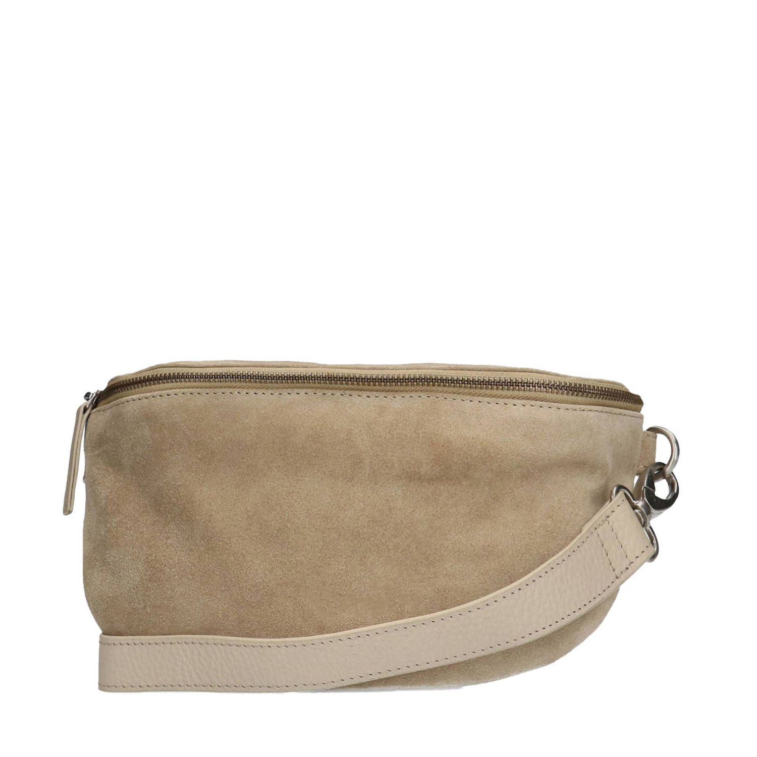 Manfield suède crossbody tas beige