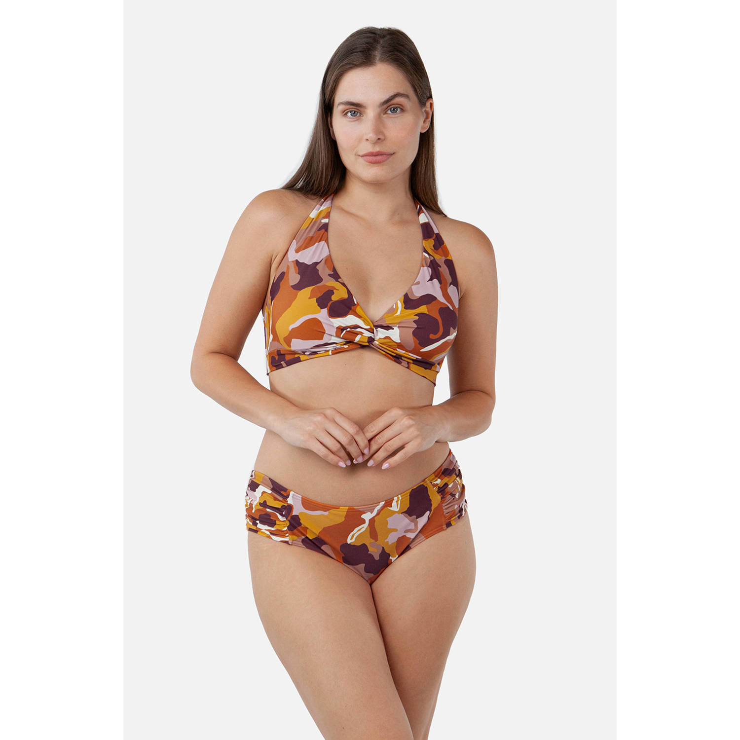 Barts voorgevormde halter bikinitop Lunan oranje roze rood