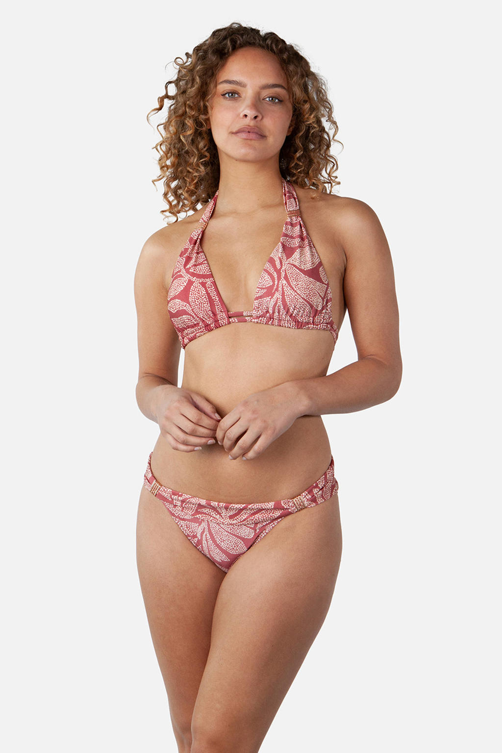 Barts voorgevormde triangel bikinitop Akamu koraalrood/wit
