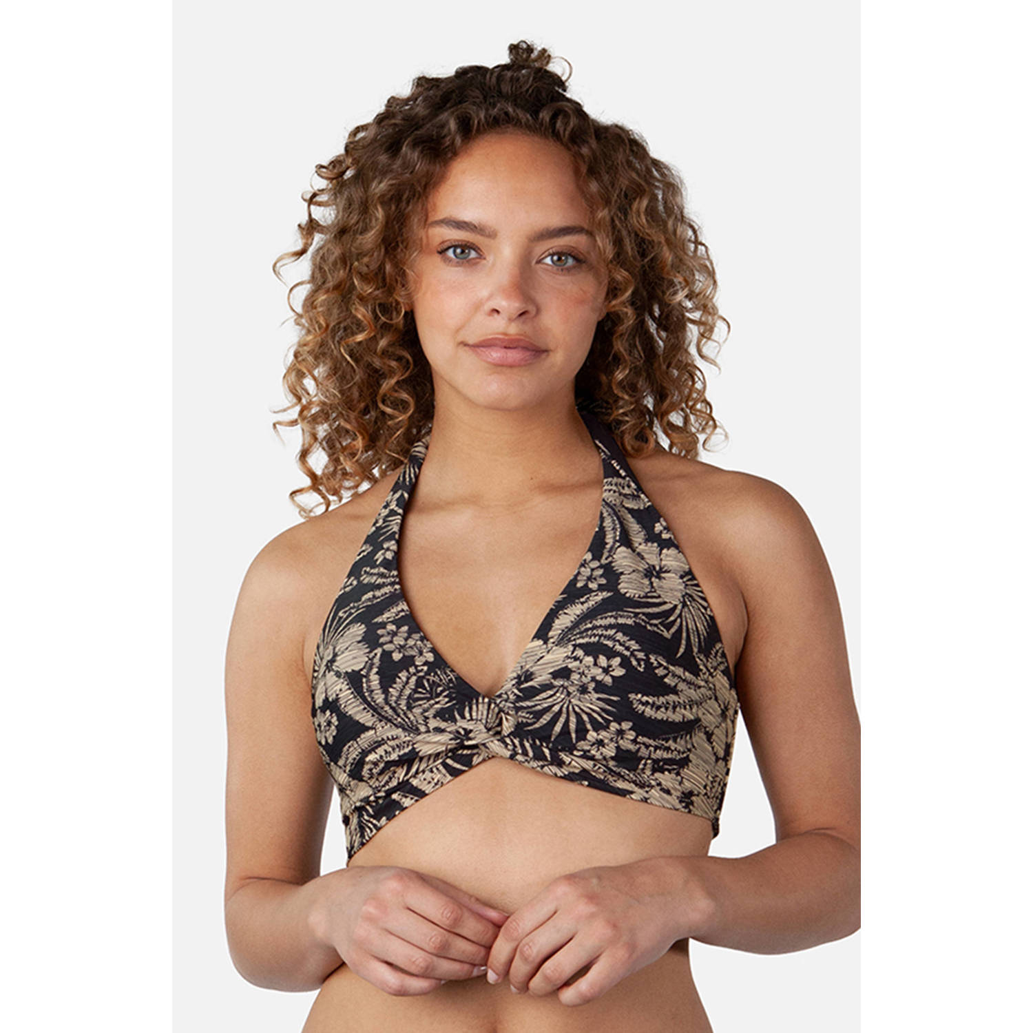 Barts voorgevormde halter bikinitop Tuala zwart beige