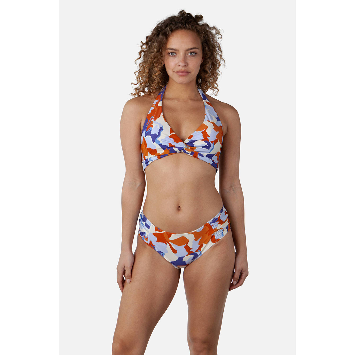 Barts voorgevormde halter bikinitop Lunan blauw rood wit