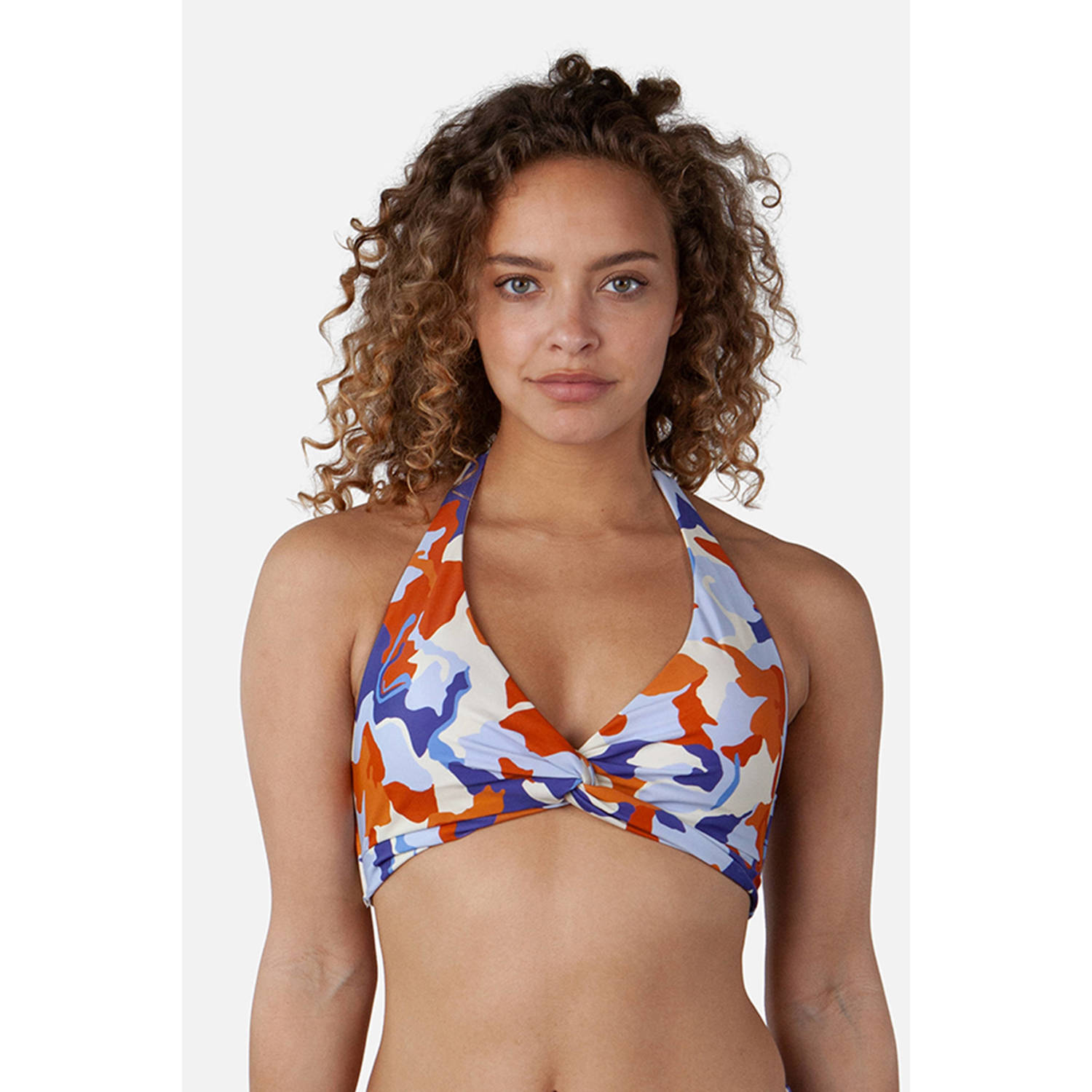 Barts voorgevormde halter bikinitop Lunan blauw rood wit