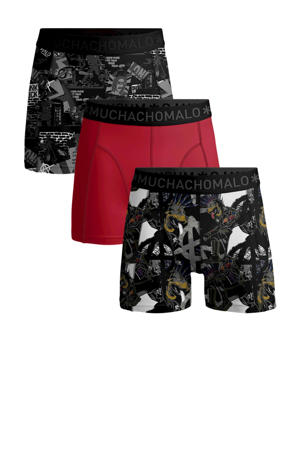   boxershort PUNK - set van 3 zwart/rood