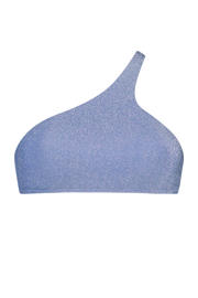thumbnail: Beachlife voorgevormde one shoulder bikinitop met lurex lichtblauw