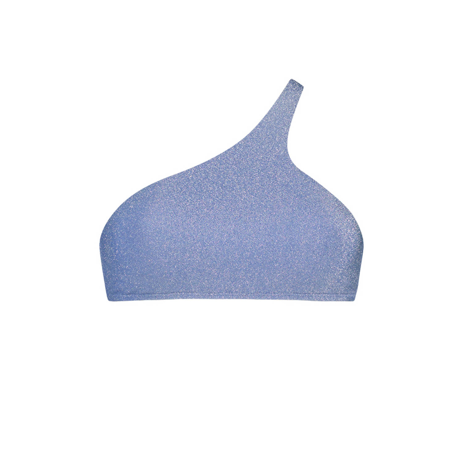 Beachlife voorgevormde one shoulder bikinitop met lurex lichtblauw