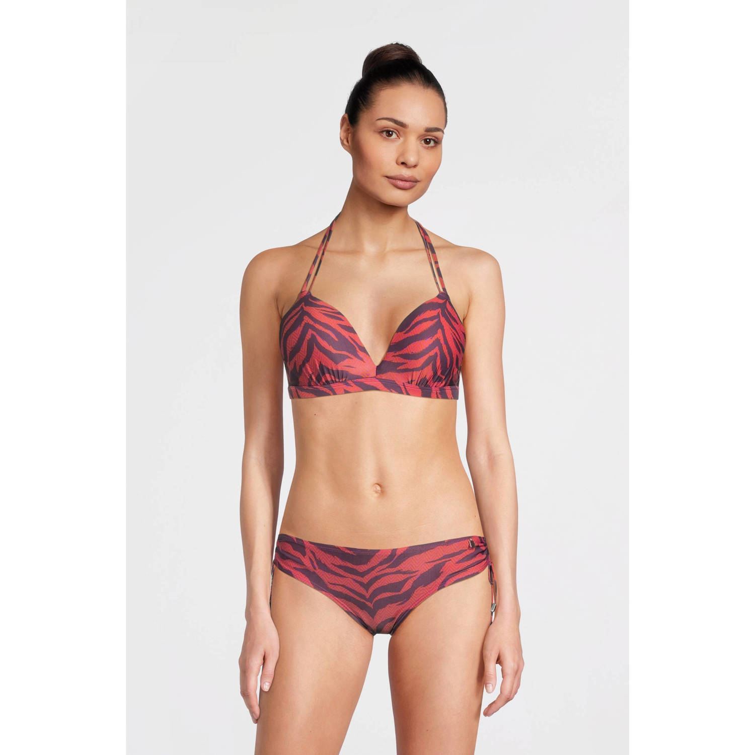 Beachlife voorgevormde halter bikinitop roze paars