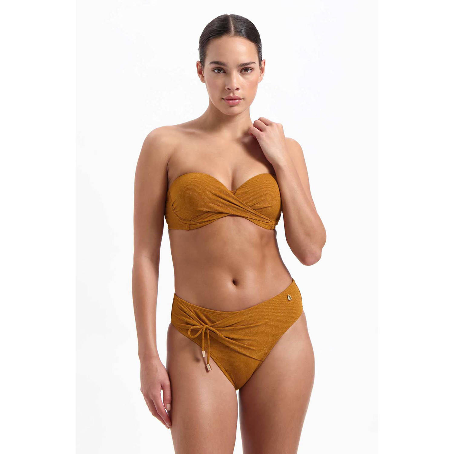 Beachlife bikinibroekje met textuur oker