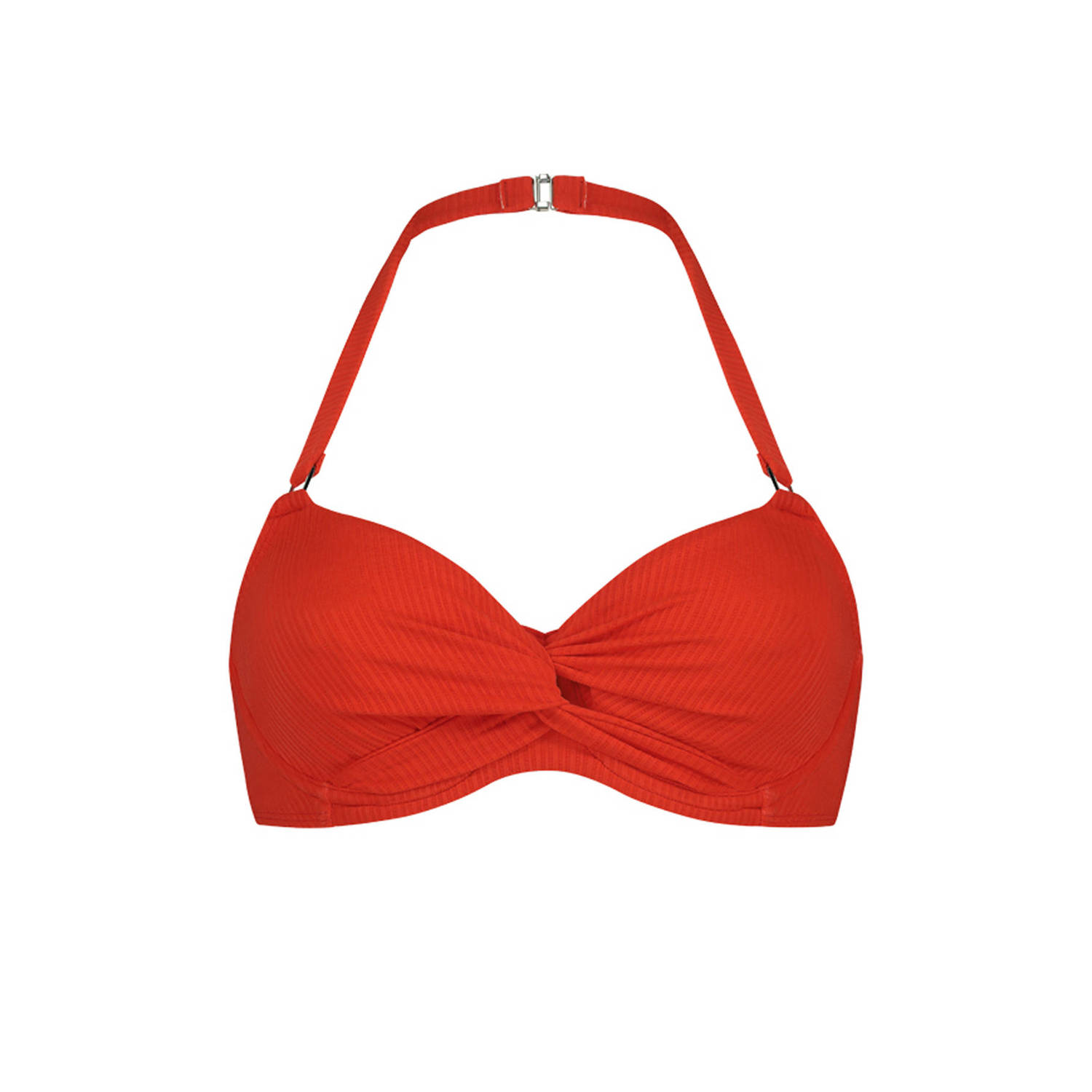 Beachlife voorgevormde beugel bikinitop met ribstructuur rood